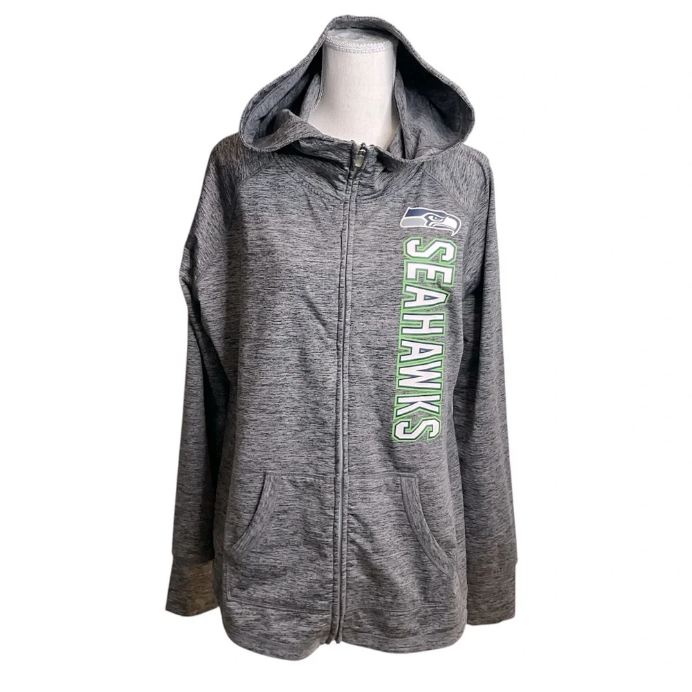 NFL Women's Seahawks Gray Team Apparel Zip up Hoodie XL - Picture 2 of 11